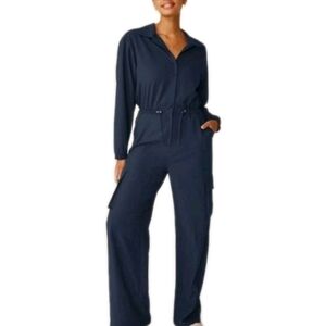 New Beyond Yoga Navy Blue Wide Leg Jumpsuit